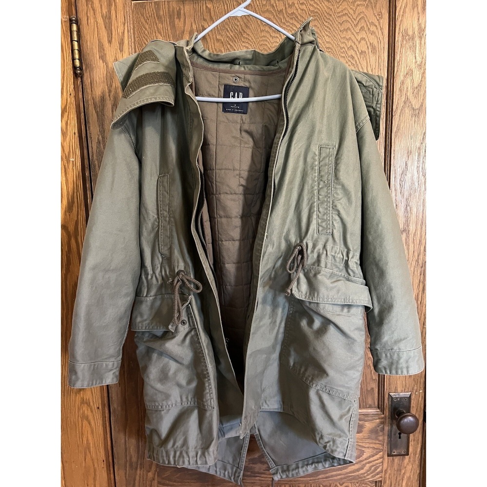 Gap Womens Military Field Jacket Small Green Utility Coat Lined